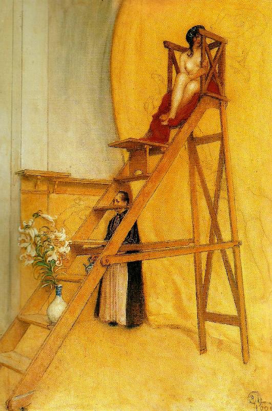 Carl Larsson hos plafondmalaren oil painting image